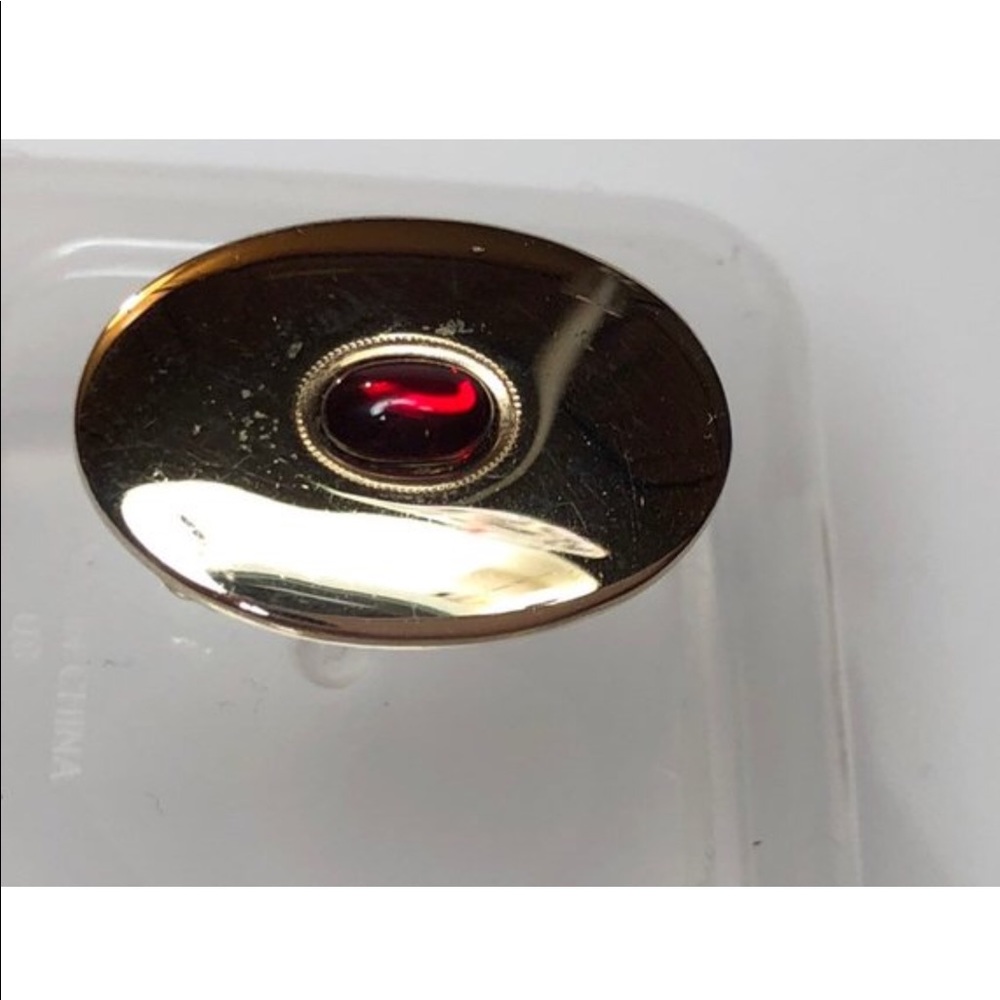 Anson Men's 40th HabandGoldToneRed StoneCuff Links - Picture 6 of 8